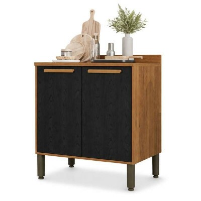 Balcão Larg. 0.80m Cozinha Flórida Cinamomo/Preto - Sallétto