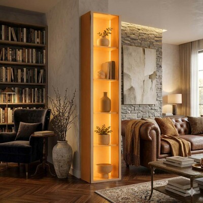 Torre Modular 2.2 Larg. 0.36m Nature C/LED 1 Porta em Vidro - JB Bechara