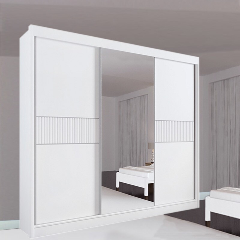 Roupeiro Los Angeles Branco C/ Detalhe Ripado 100% MDF Larg. 2.73m - D Doro