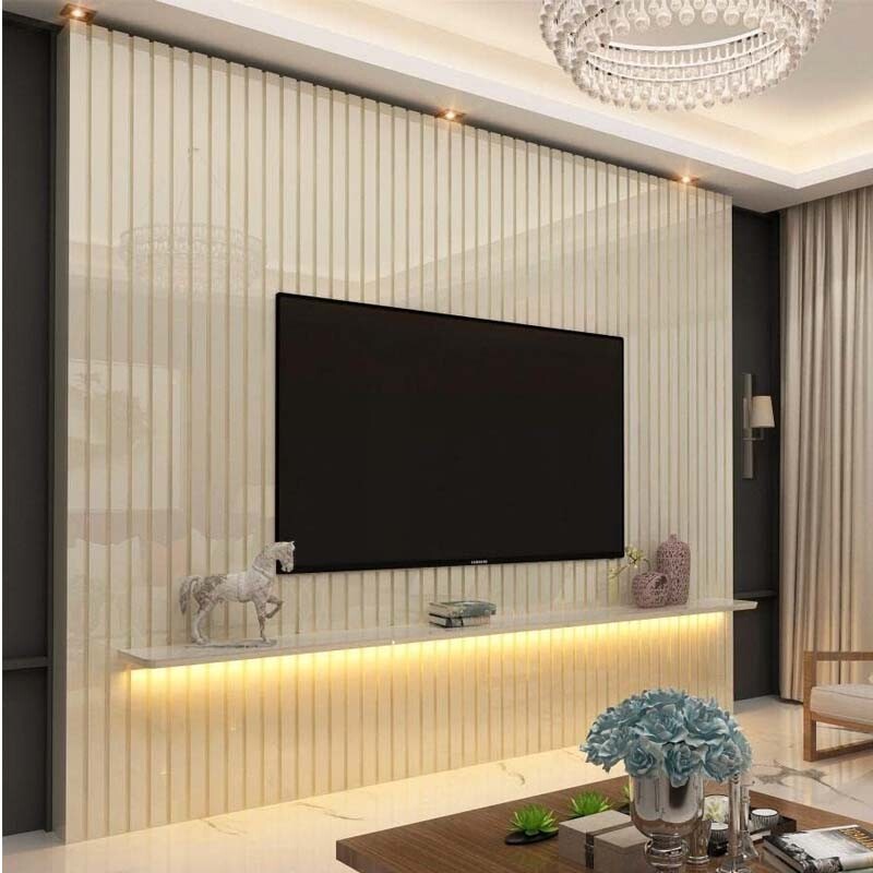 Painel Nobre Larg. 2.30m Off Ripado 100% MDF C/ Led para TV até 85