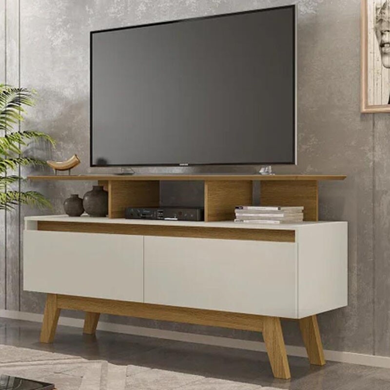 Rack Bancada Rubi Larg. 1.20m Cinamomo/Off para TV até 50