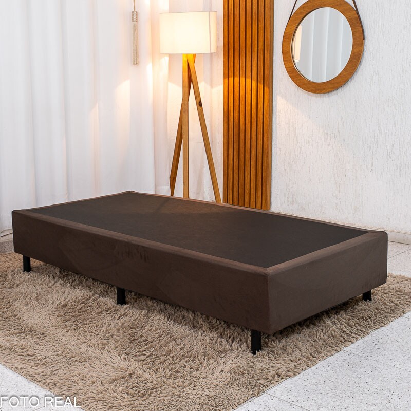Box Solteiro Sued Marrom 88x188x37 - Ortobel