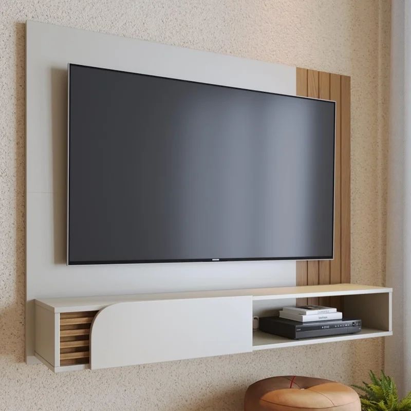 Home Suspenso Jurerê Larg. 1.36m Off Matte/Freijó para TV até 55