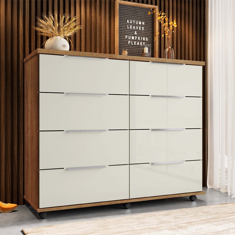 Cômoda Athenas Larg. 1.21m com 8 Gavetas Cedro/Areia - Rud Rack