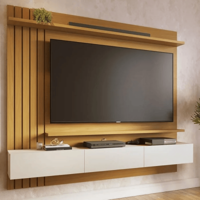 Home Suspenso Juriti Larg. 1.80m Naturale/Off White Matte para TV até 70