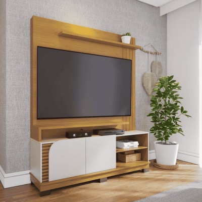 Home Jurerê Larg. 1.50m Naturale/Off White Mate para TV até 65