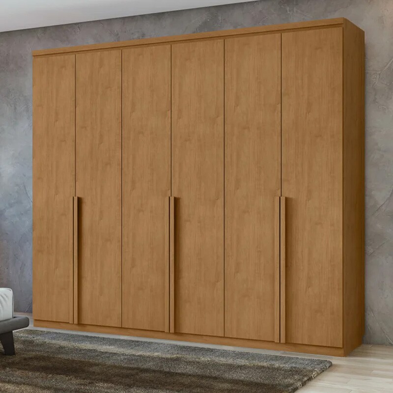 Guarda-roupa Alonzo Amêndoa 6 Portas 4 Gavetas 100% MDF Larg. 2.30m - Móveis Lopas