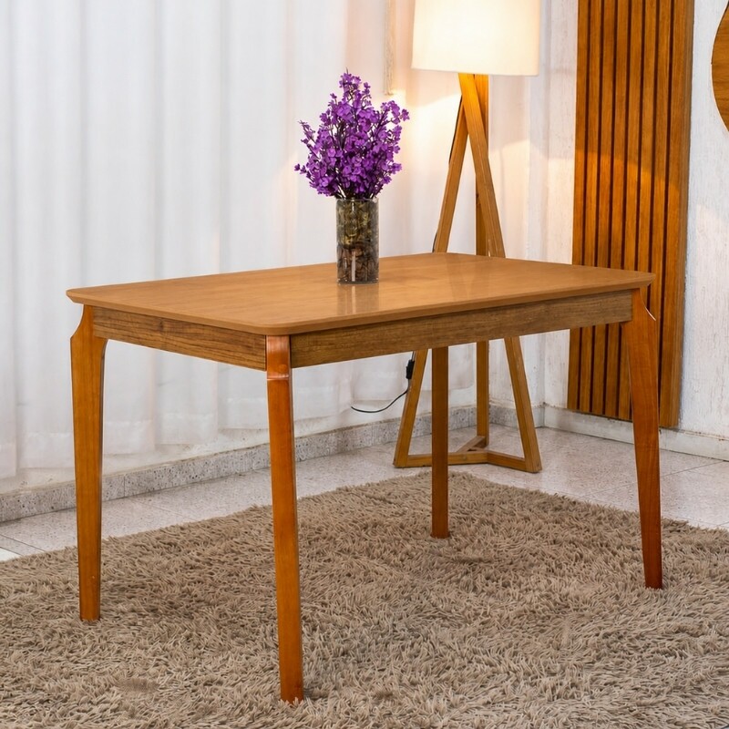 Mesa de Jantar Alegra Tampo Madeirado Cinamomo 120×80 Madeira Maciça - JCM