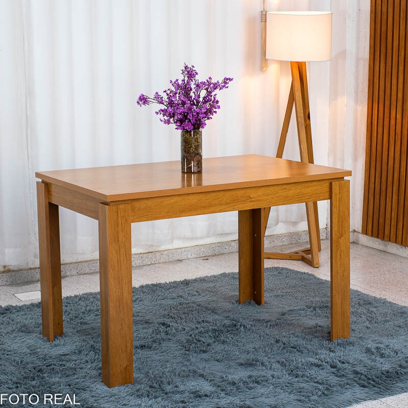 Mesa Athenas 120x80 Amêndoa Clean Tampo Maciço - Móveis Lopas