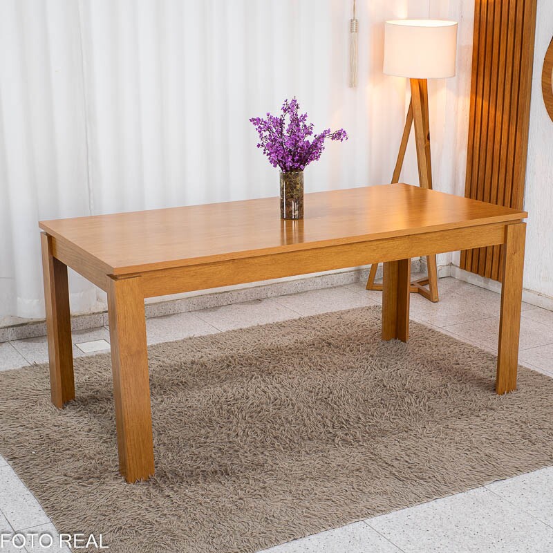 Mesa Athenas 180x90 Amêndoa Tampo Maciço - Móveis Lopas