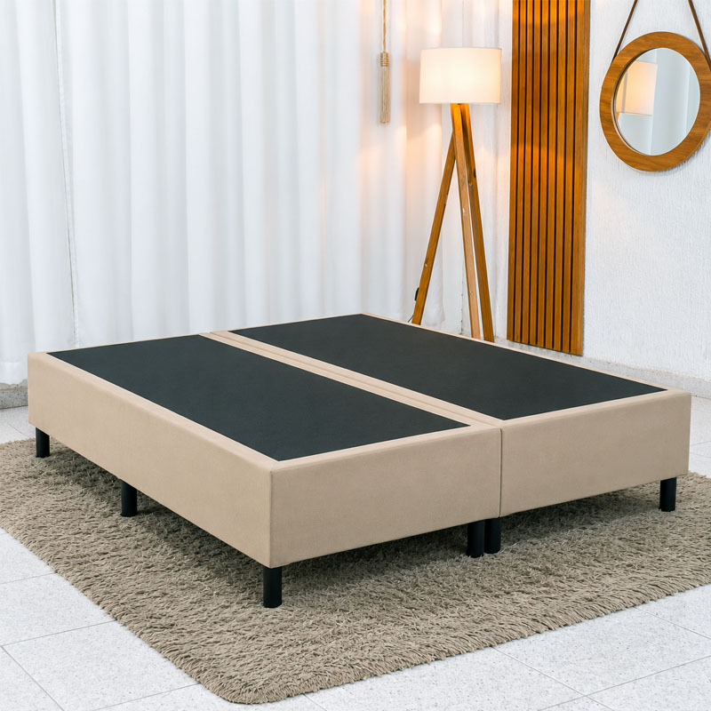 Base Box Casal Bipartida 138x188x37 Sued Bege - Ortobel