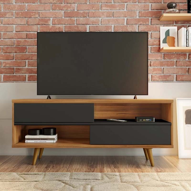 Rack Bancada NT 1180 Larg.1.35m Freijó/Preto para TV até 55