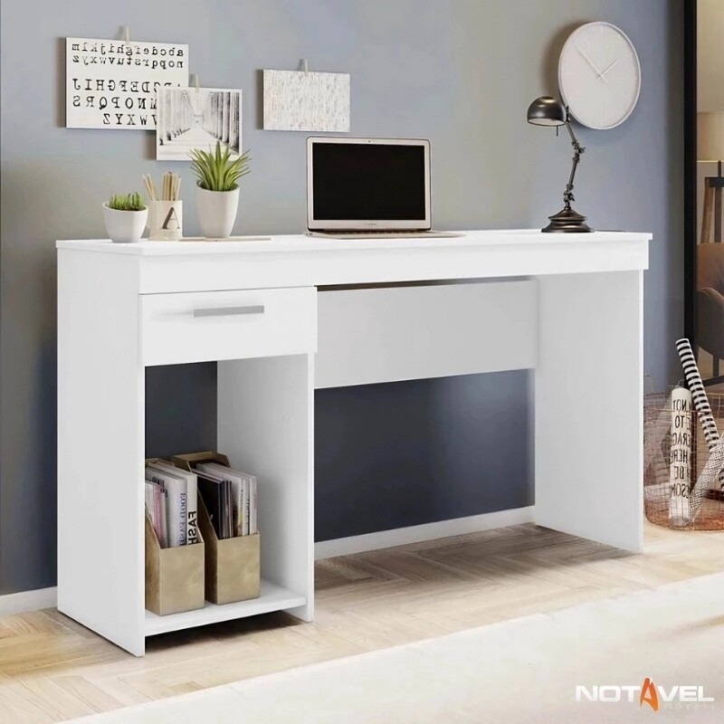 Mesa Office NT 2070 Larg. 1.08m Branco 1 Gaveta Notável - Oferta