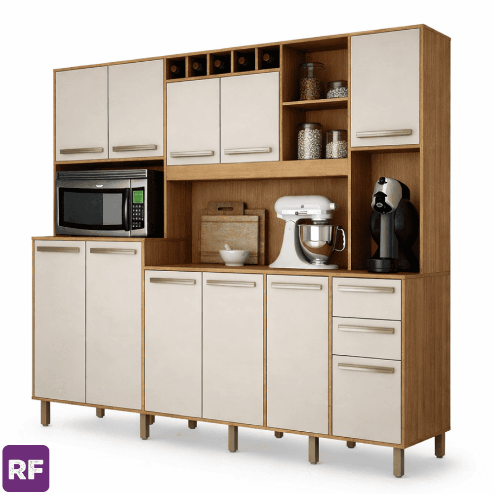 Armário Cozinha Completa Petra Cinamomo/Off White Valdemoveis
